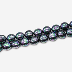 Хрустальный жемчуг в форме монетки, черный, 14,5мм