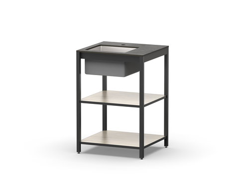 Cтол разделочный с мойкой Lounge B-09S, 60 см, дуб сонома/черный мрамор