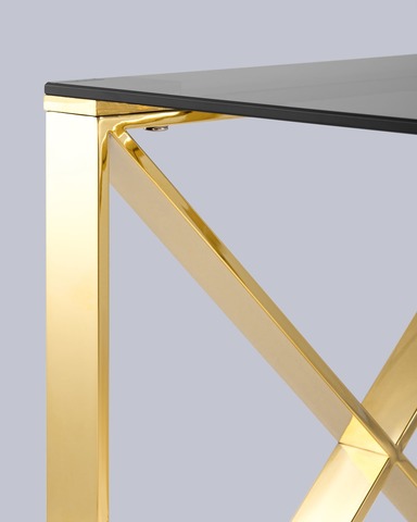 Журнальный стол 55*55 КРОСС золото стекло smoke, для кухни столовой гостиной дизайнерские 55см. металл