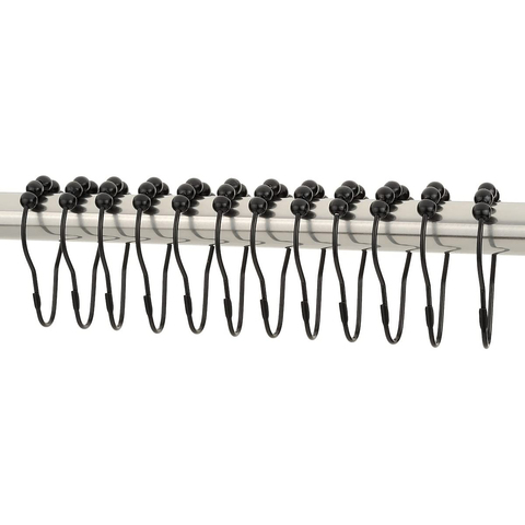 Набор из 12 крючков для шторки Carnation Home Fashions Roller Hook M Black