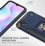 Противоударный чехол Strong Armour Case с кольцом для Xiaomi Redmi 9A (Темно-синий)