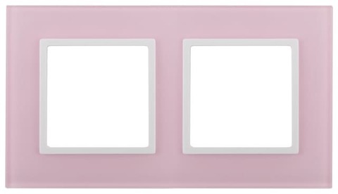 Рамка на 2 поста - стекло. Цвет Розовый / белый. ЭРА 14-5102-30. Elegance. Б0034502
