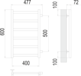 Полотенцесушитель Terminus Аврора П6 400х600 бп500