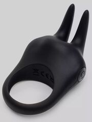 Черное эрекционное виброкольцо Sensation Rechargeable Vibrating Rabbit Love Ring - 