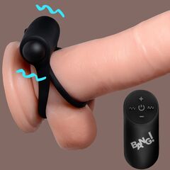 Черное эрекционное виброкольцо 28X Remote Control Vibrating Cock Ring & Bullet - 