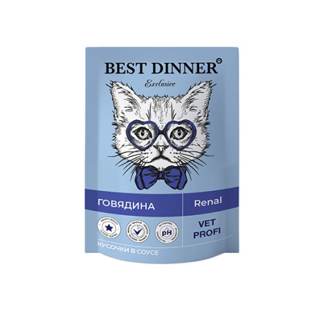 Best Dinner Vet Profi Renal пауч для кошек (говядина) кусочки в соусе 85 гр