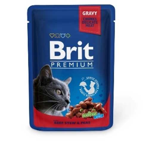 Brit Premium пауч для кошек (говядина и горошек) 100г