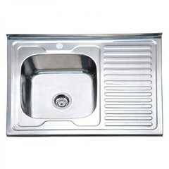 Мойка накладная нерж.600х800х180 т.0,8 ДВОЙНАЯ (+ бол.сифон)