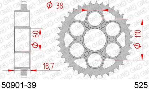 50901-39 звезда задняя (ведомая) стальная , 525, AFAM