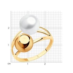 791160 - Кольцо из золота 585 пробы с жемчугом и золотым шариком