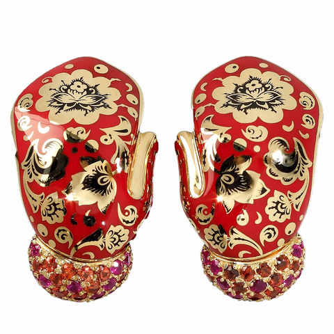 Серьги с Сапфирами и Рубинами, Эмаль, E0096-1/1