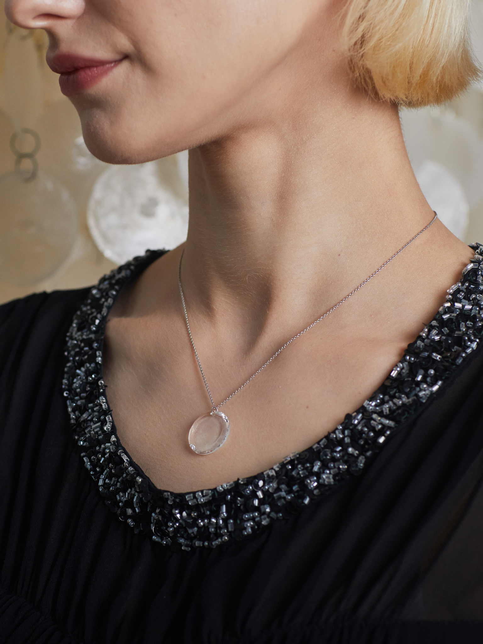 Ювелирная серебряная подвеска с кристаллом Swarovski