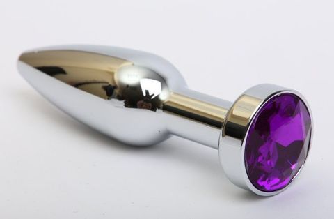 Удлинённая серебристая пробка с фиолетовым кристаллом - 11,2 см. - 4sexdreaM 47437-5