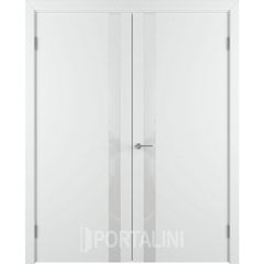 Купить Двустворчатая дверь эмаль VFD Niuta Ett Polar белая стекло белое