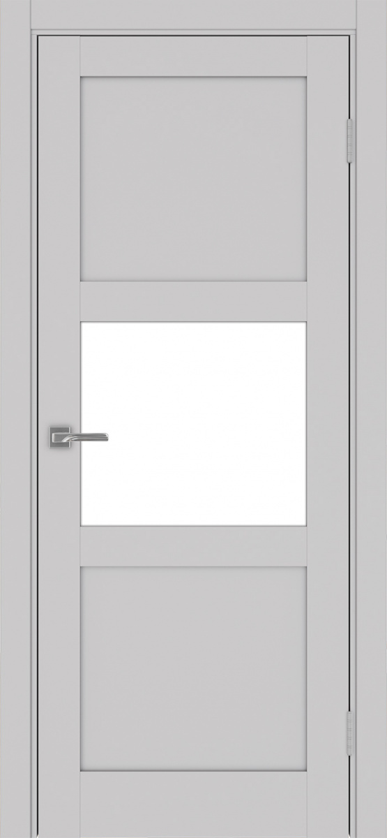 Дверь межкомнатная Оптима Порте Турин 530.121, цвет пепельный, экошпон, стекло лакобель белое