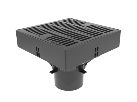 Ливнеприемник Gidrolica ЛП-25.25.20 – комплект: корпус, корзина с ручкой, пластиковая щелевая решетка с крепежом, класс нагрузки A15