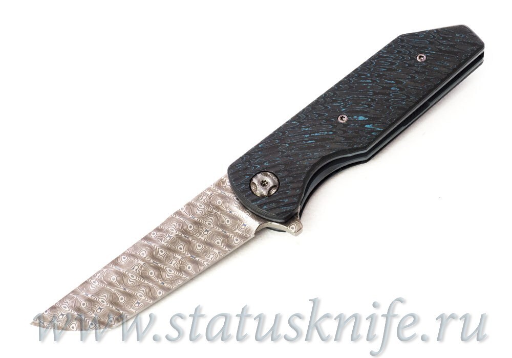 Нож TFK Tengu Damascus CF Green Anodized