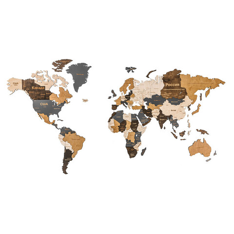 Декор на стену Карта мира многоуровневый, сканди ХL, 72*130 см.