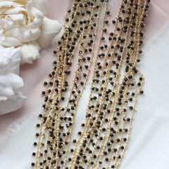 Цепочка с подвесками из цирконов, чёрные, 2 мм, позолота, 18 см, А624-1 (18см)