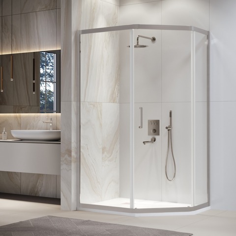 RGW 38088690-111 Душевой уголок  90*100*195 RGW PA-86-S Трапеция/Сатин/Прозрачное/6 мм