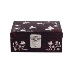 Шкатулка Бабочка ручной работы красная, Южная Корея 160х105х70мм