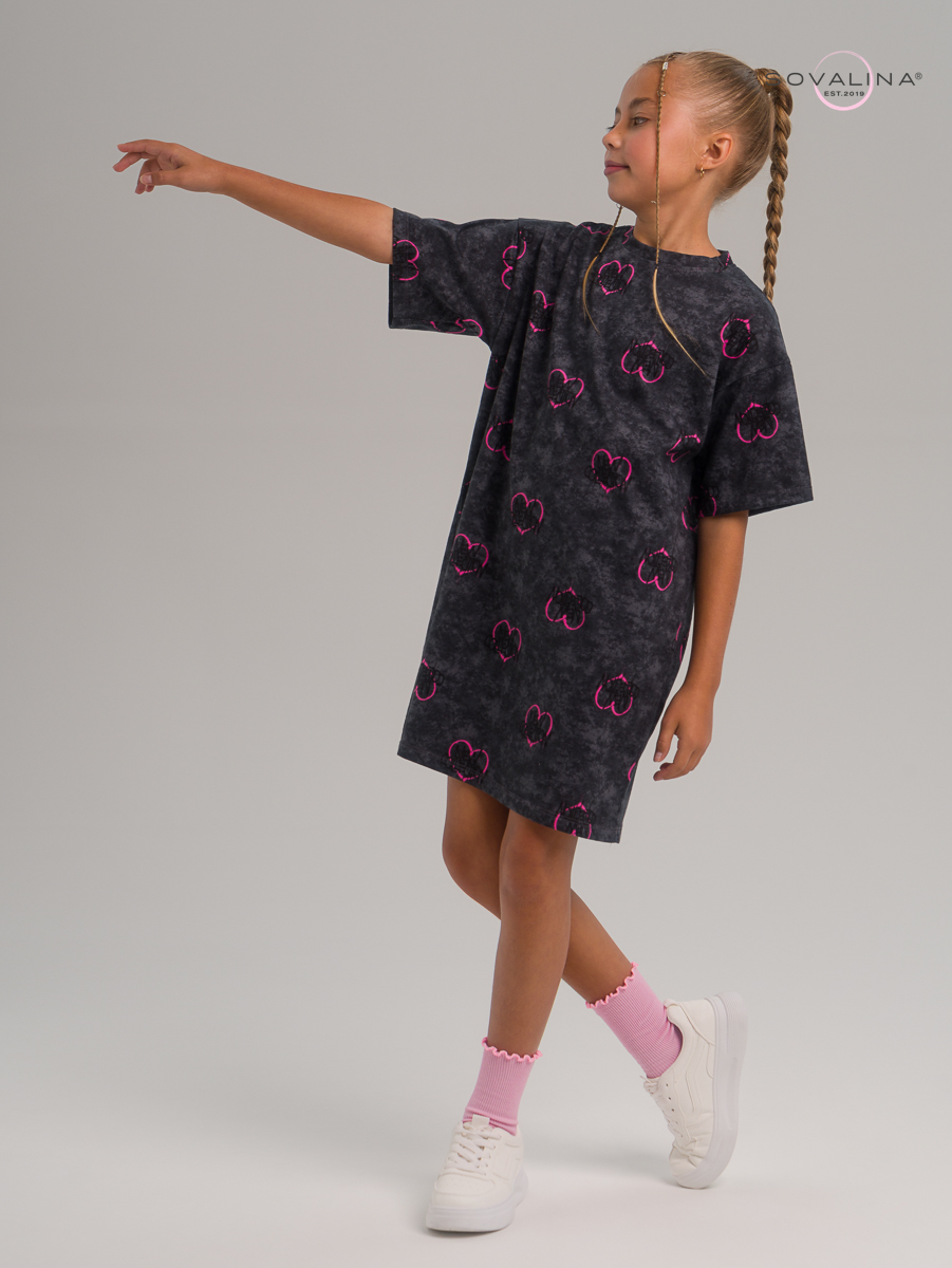 Платье Teen варенка графит сердце