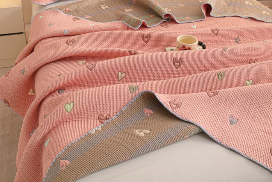 Покрывало детское 150х230 Хлопок Розовые Сердечки