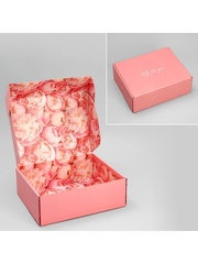 Коробка сборная одиночная, Прямоугольник, Нежные пионы, 27*21*9 см, 1 шт.