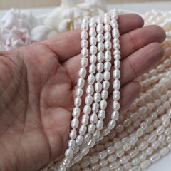 Жемчуг натуральный речной, рис, 5,7-7,2 мм, 1 нить, Ж024