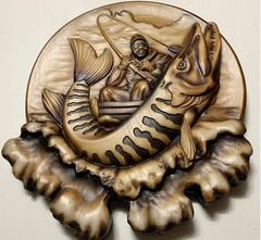 Силиконовый молд Рыбак (медальон) № 0462