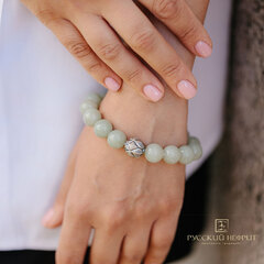 Браслет "Лотос". Буромский нефрит. Д 12мм.