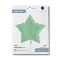 Г 36''/91 см, Звезда, Макарунс Матовый, Нежная мята/Зеленый (Green), 1 шт.
