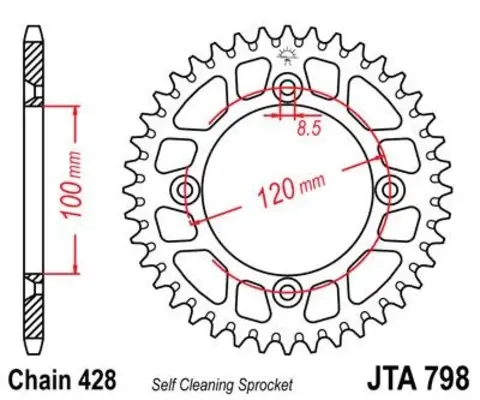 Звезда ведомая алюминиевая JTA798 52BLK
