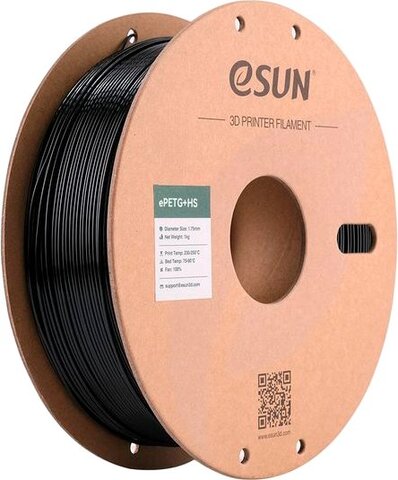 Пластик для 3D-печати eSUN PETG+HS, 1.75 мм, 1 кг, чёрный, PETG+HS175B1P1