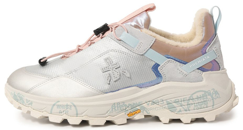 Premiata Cross-D серые с розовым с мехом