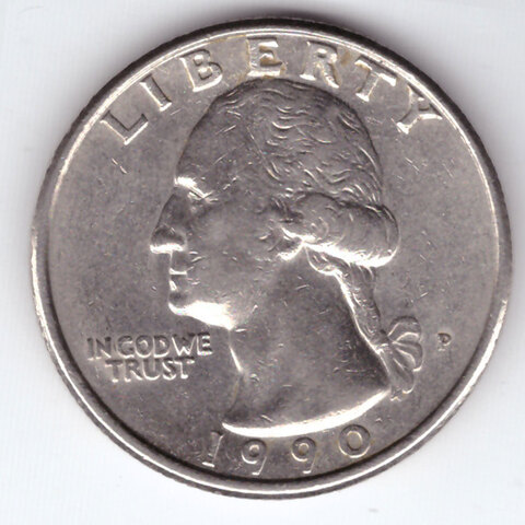 1/4 доллара 1990 (Р). США. Медно-никель XF