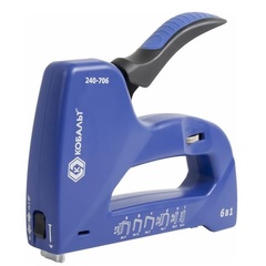 Степлер механический КОБАЛЬТ 6в1, скобы 6-14мм(тип 53/140/13),скобы для кабеля(10-14мм),шпильки(до 14мм), гвозди (12-16мм),рег.уд.(240-706)