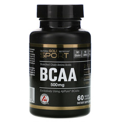 California Gold Nutrition, BCAA, аминокислоты с разветвленными цепями AjiPure®, 500 мг, 60 растительных капсул