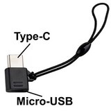 Переходник OTG Micro USB на Type-C ISA P-26 с ремешком (Черный)