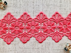 Кружево плетеное, ш. 10 см, яркий коралл