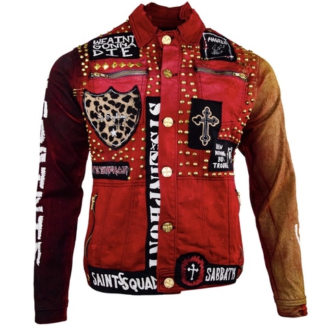 The Saints Sinphony | Куртка джинсовая мужская RED PUNK JACKET TJ025 перед