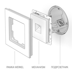 Werkel Розетка W1182013 (WL13-RJ-11) перламутровый рифленый  (ТФ)