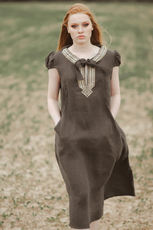 Рамона. Платье женское льняное в этностиле PL-465