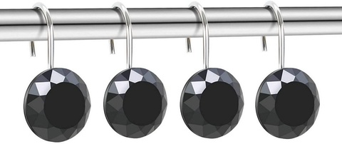 Набор из 12 крючков для шторки Carnation Home Fashions Crystal Black