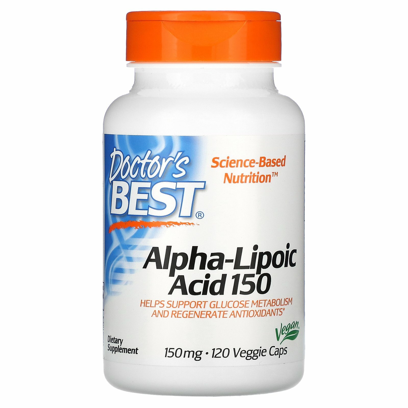 Doctor's Best, альфа-липоевая кислота 150, 150 мг, 120 растительных ...