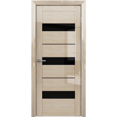 Купить Межкомнатная глянцевая дверь Прага мокко стекло чёрное