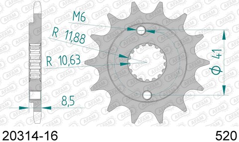 20314-16 звезда передняя (ведущая) стальная , 520, AFAM ()