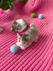 Кошка, котенок, киска, реалистичные, фигурки декоративные, 2,5-3,5 см, кукольные миниатюры, набор 3 шт.