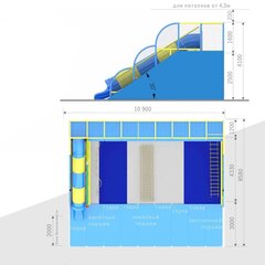Большой Скалодром-вулкан с двумя горками (10,9*8,55*4,1 м.)