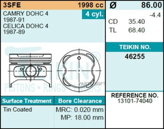 Поршень двигателя TEIKIN 46255 0.50 (4шт/упак)